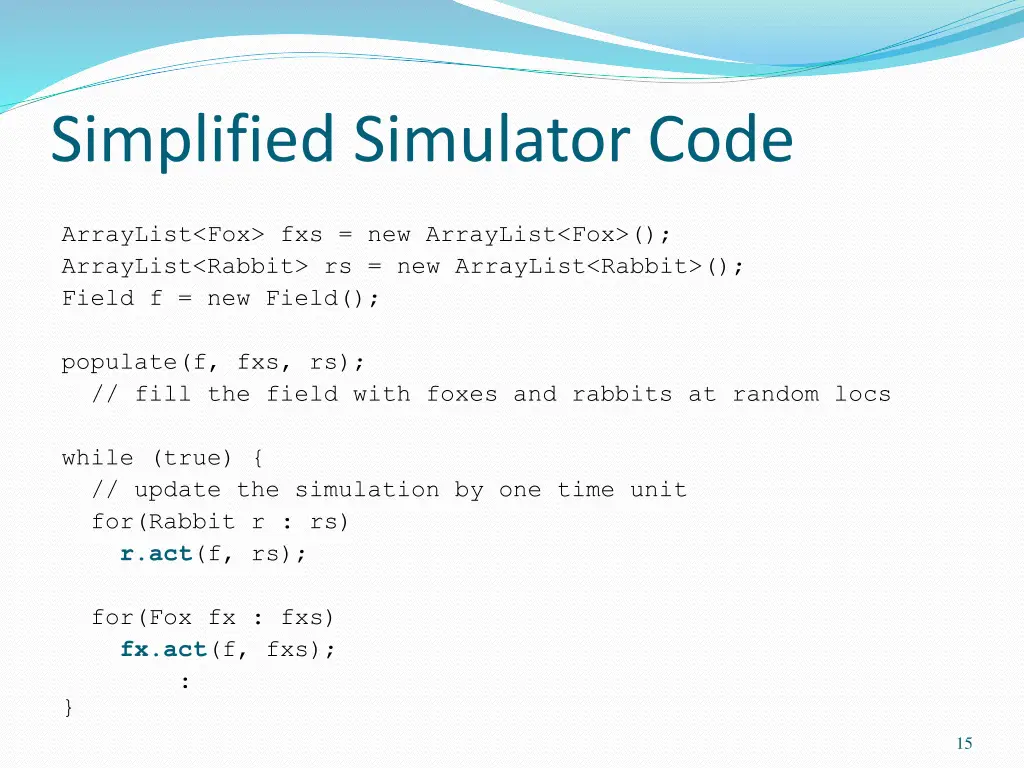 simplified simulator code