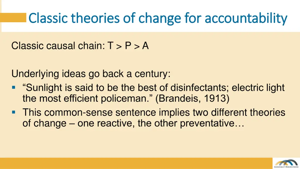 classic theories of change for accountability