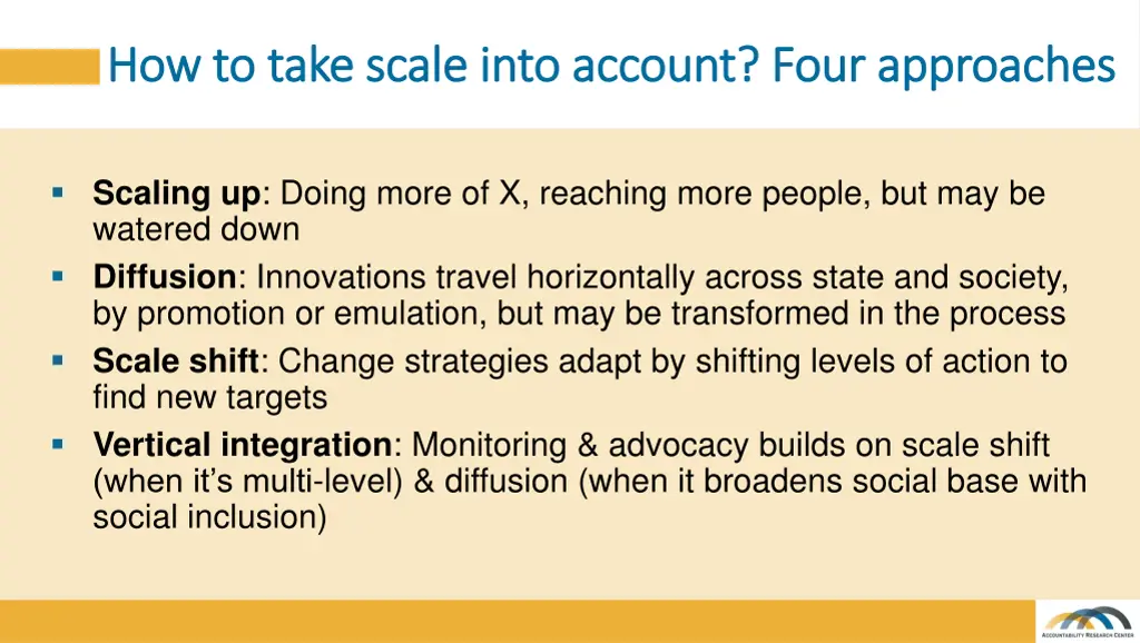 how to take scale into account four approaches