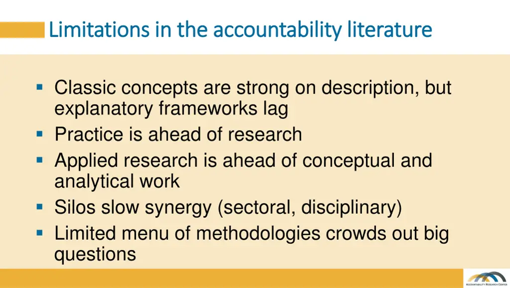 limitations in the accountability literature