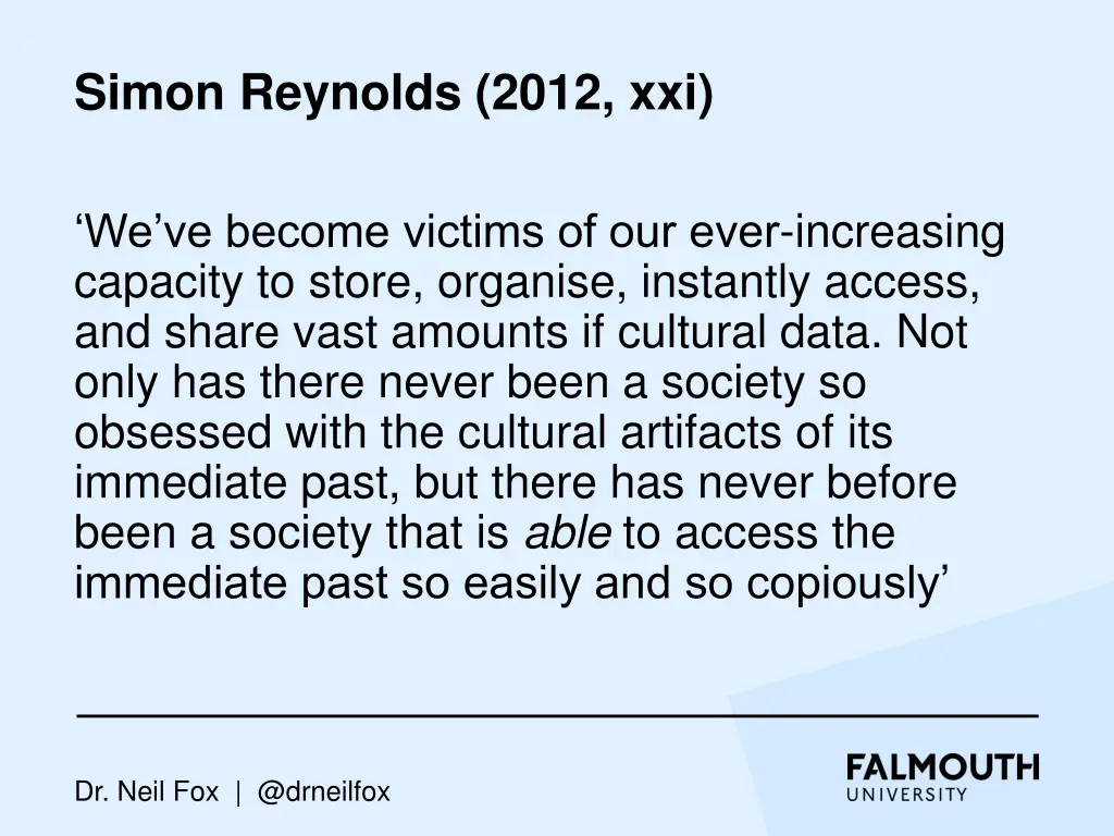 simon reynolds 2012 xxi