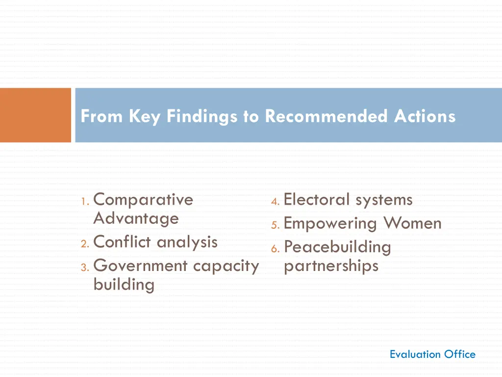 from key findings to recommended actions