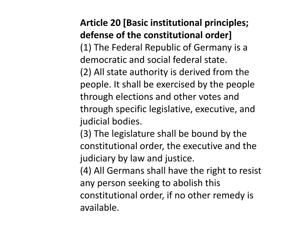 article 20 basic institutional principles defense