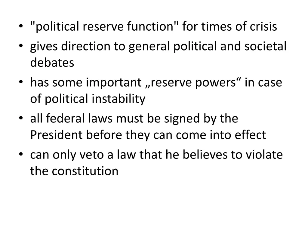 political reserve function for times of crisis