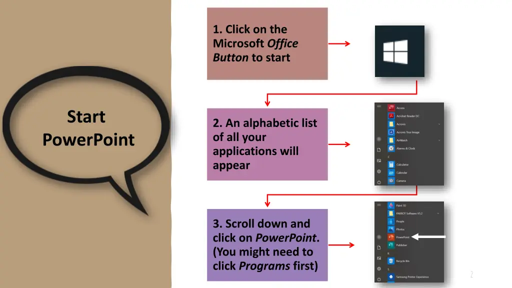 1 click on the microsoft office button to start