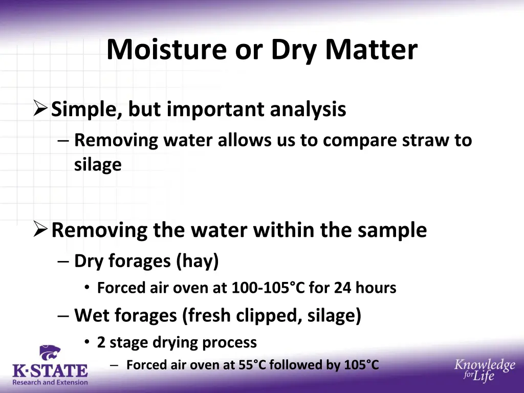 moisture or dry matter