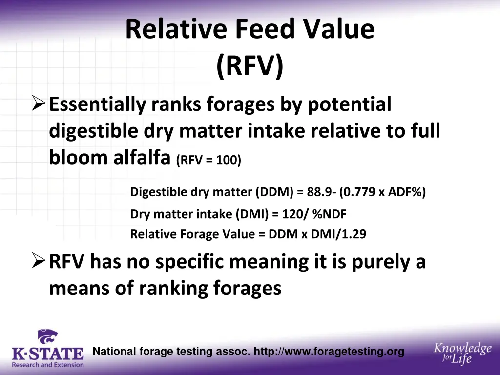 relative feed value rfv essentially ranks forages