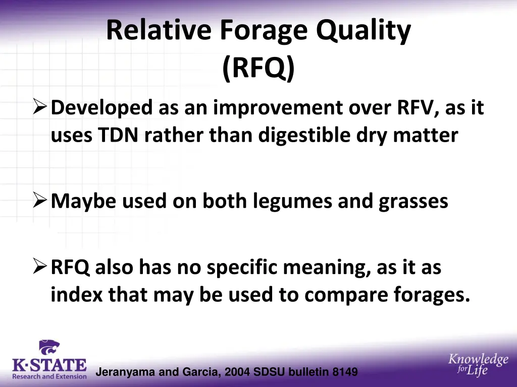 relative forage quality rfq developed