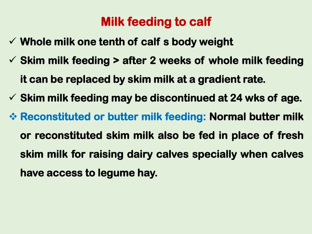 milk feeding to calf milk feeding to calf