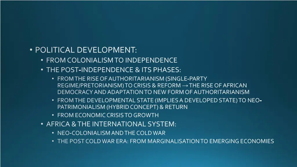 political development from colonialism