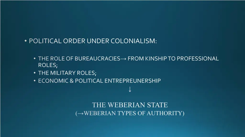 political order under colonialism