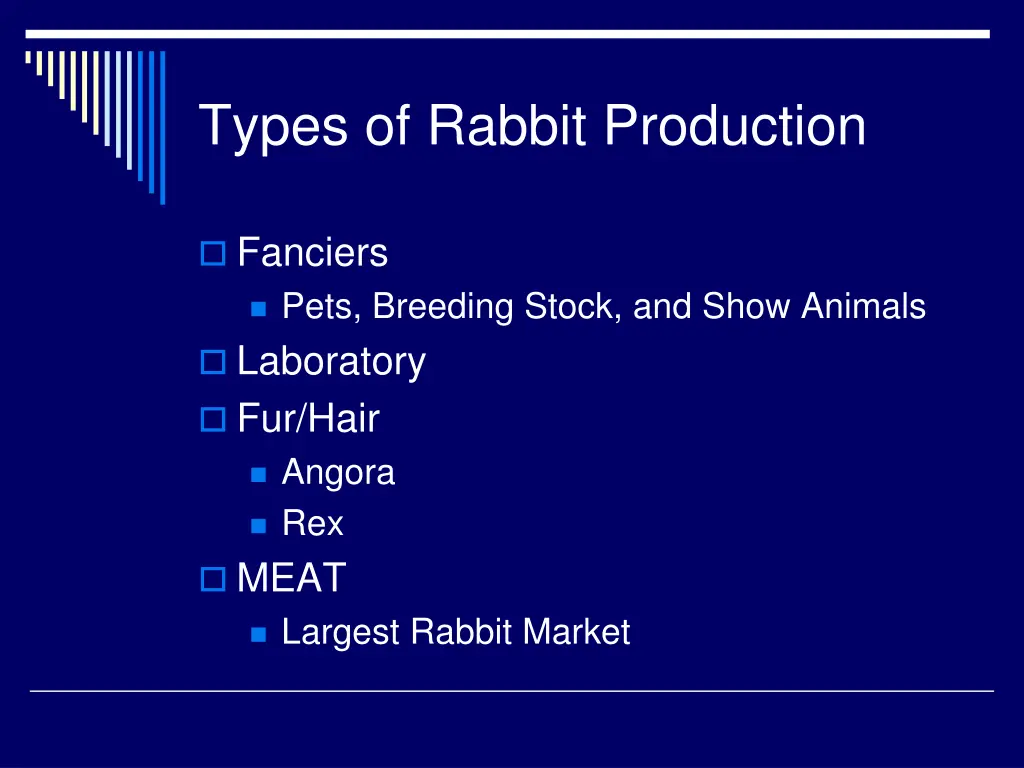 types of rabbit production