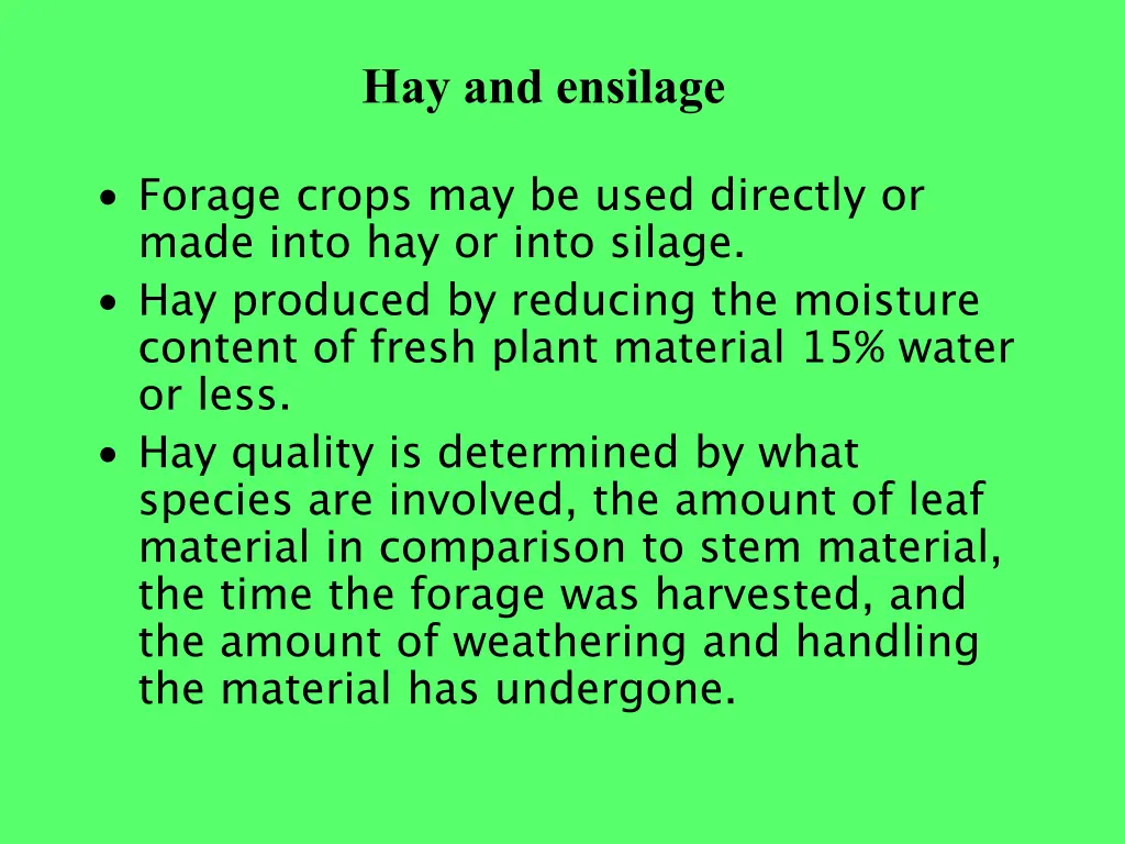 hay and ensilage