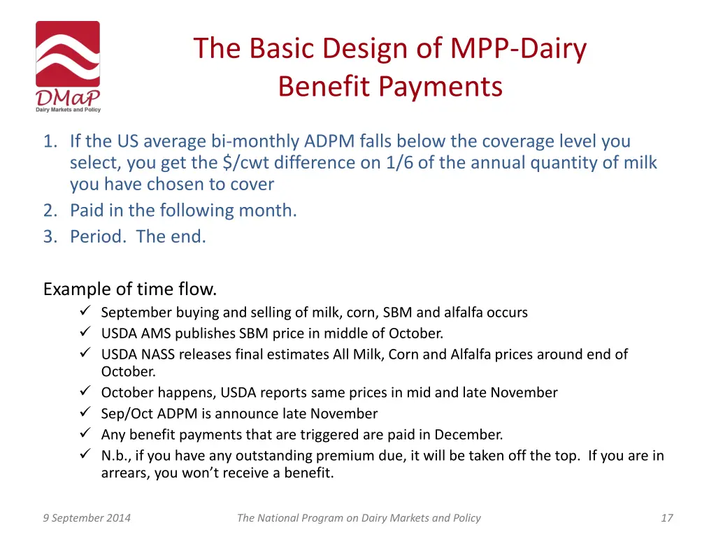 the basic design of mpp dairy benefit payments