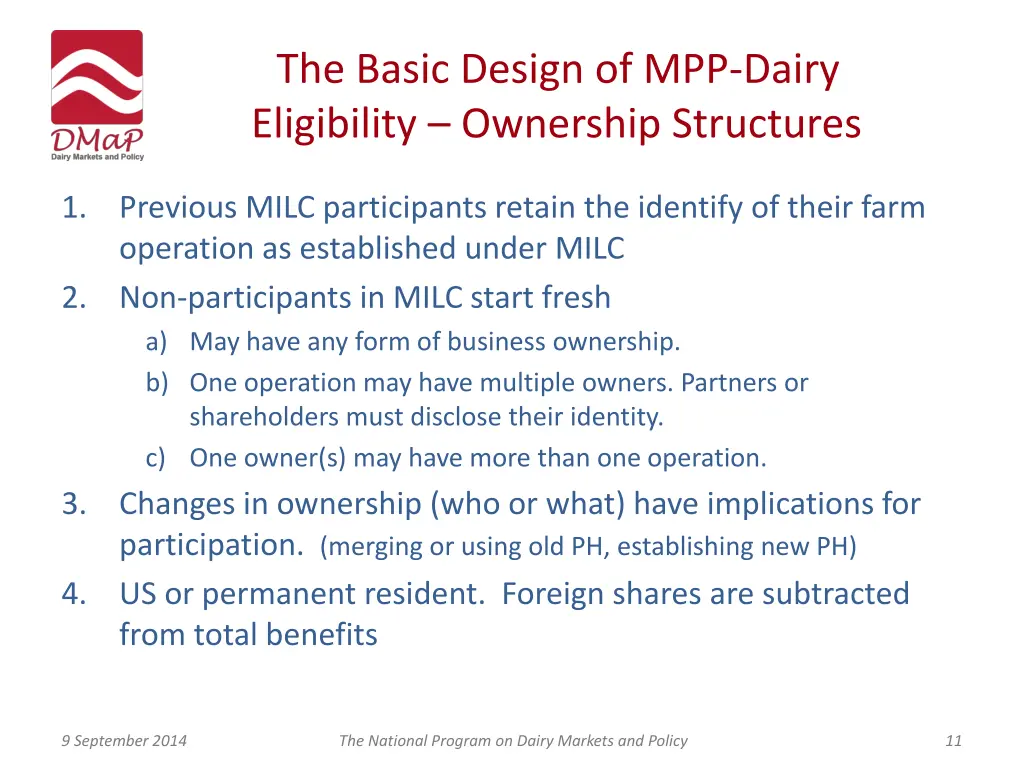 the basic design of mpp dairy eligibility