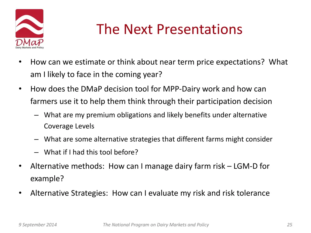 the next presentations