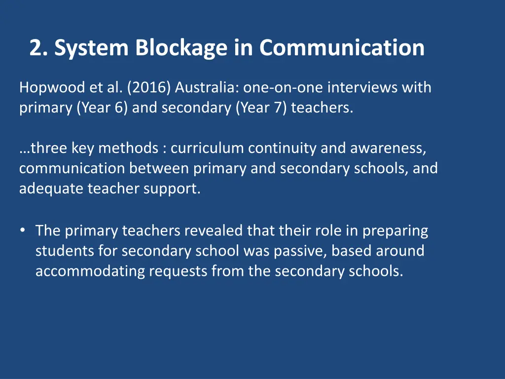 2 system blockage in communication