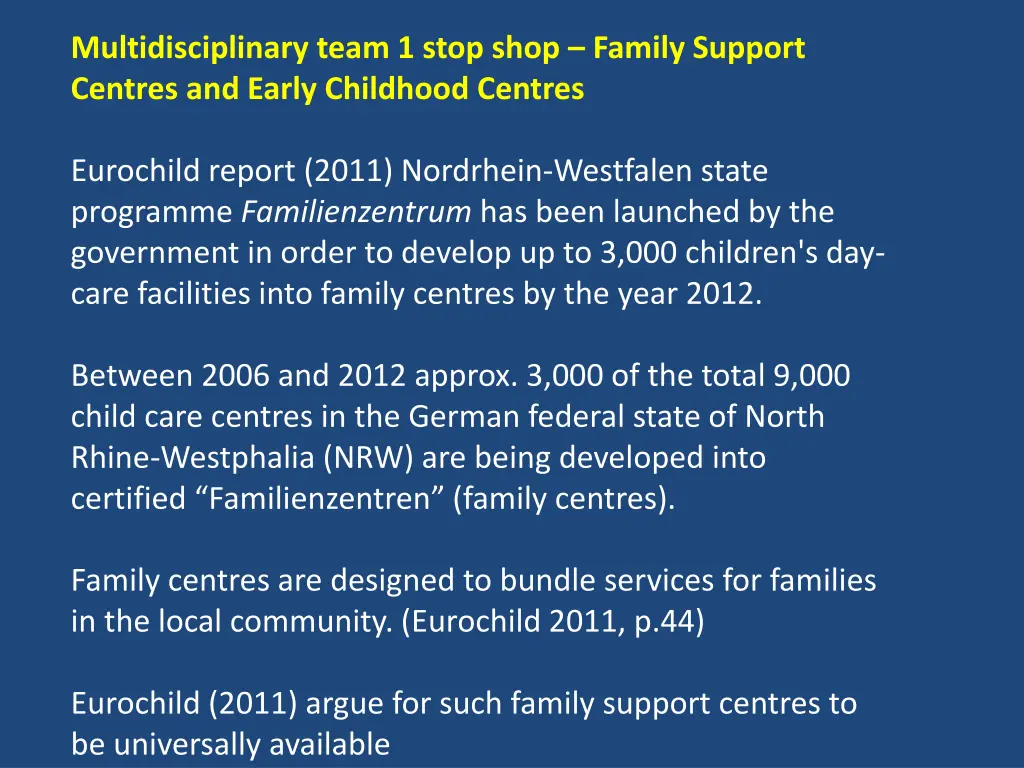 multidisciplinary team 1 stop shop family support