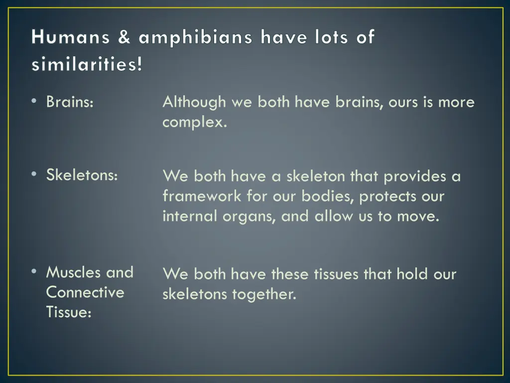 humans amphibians have lots of similarities 1