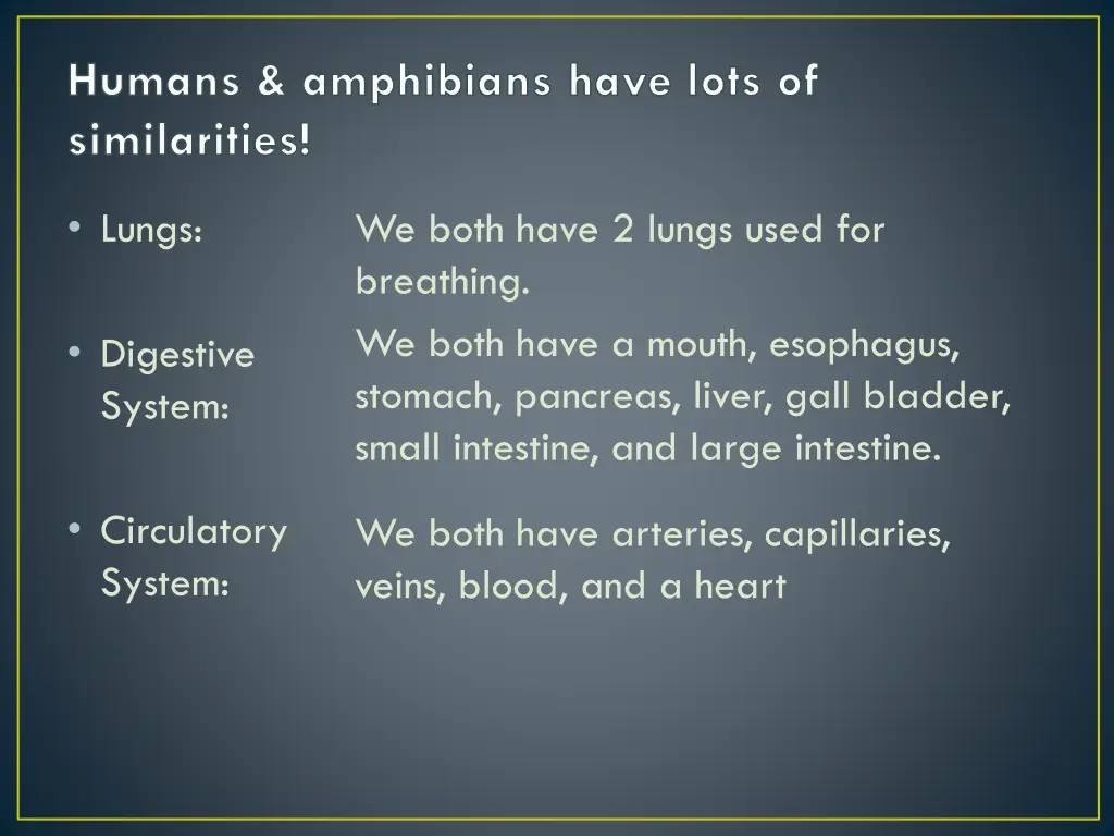 humans amphibians have lots of similarities