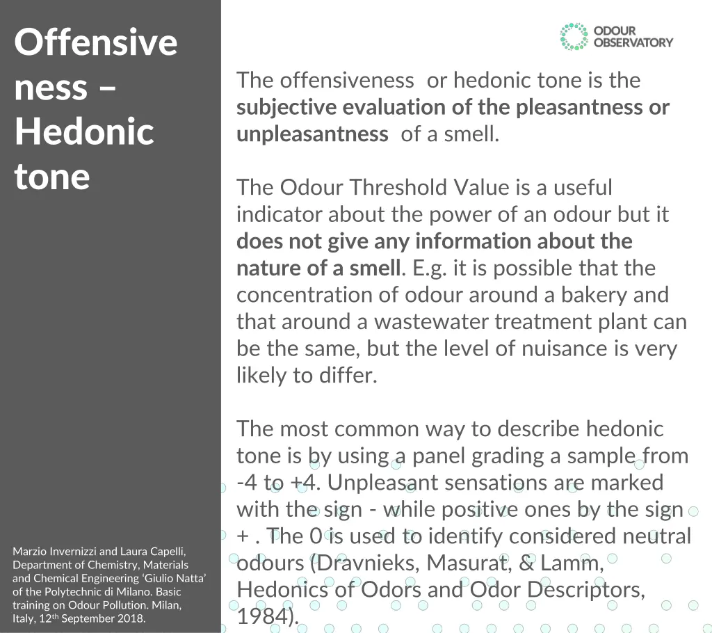 offensive ness hedonic tone