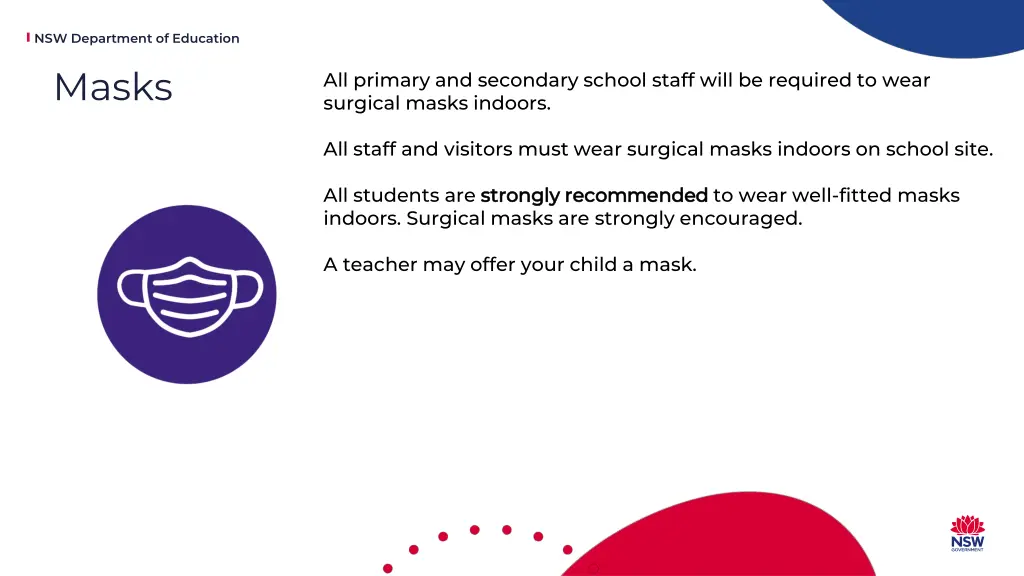 nsw department of education masks