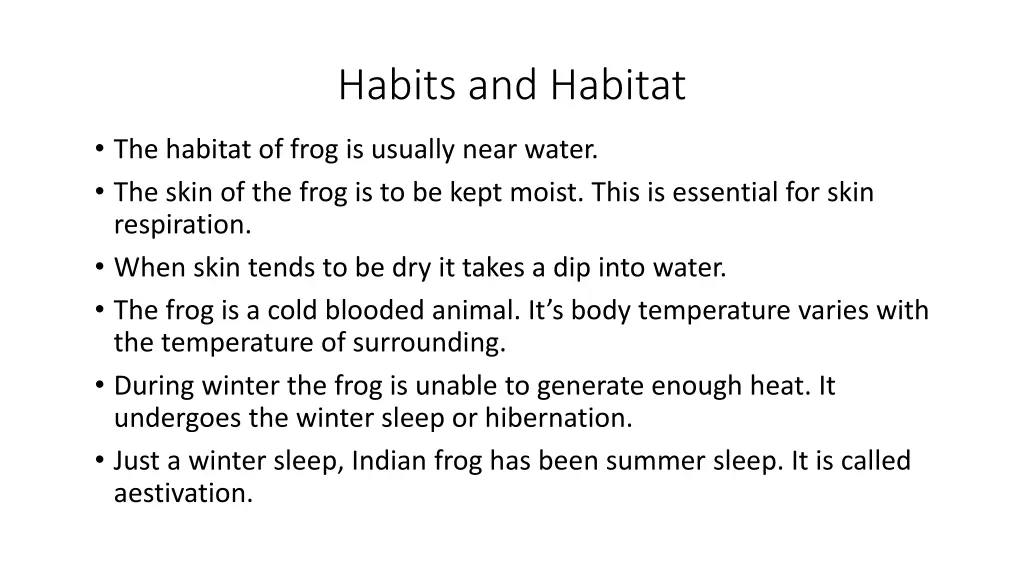 habits and habitat