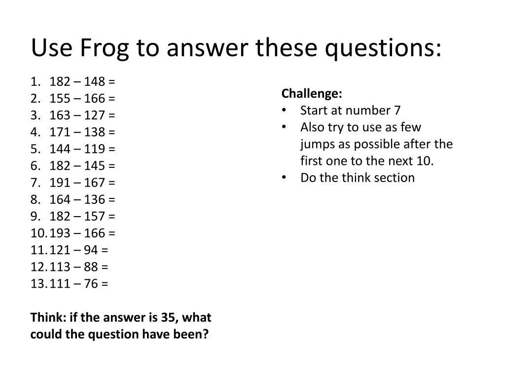 use frog to answer these questions