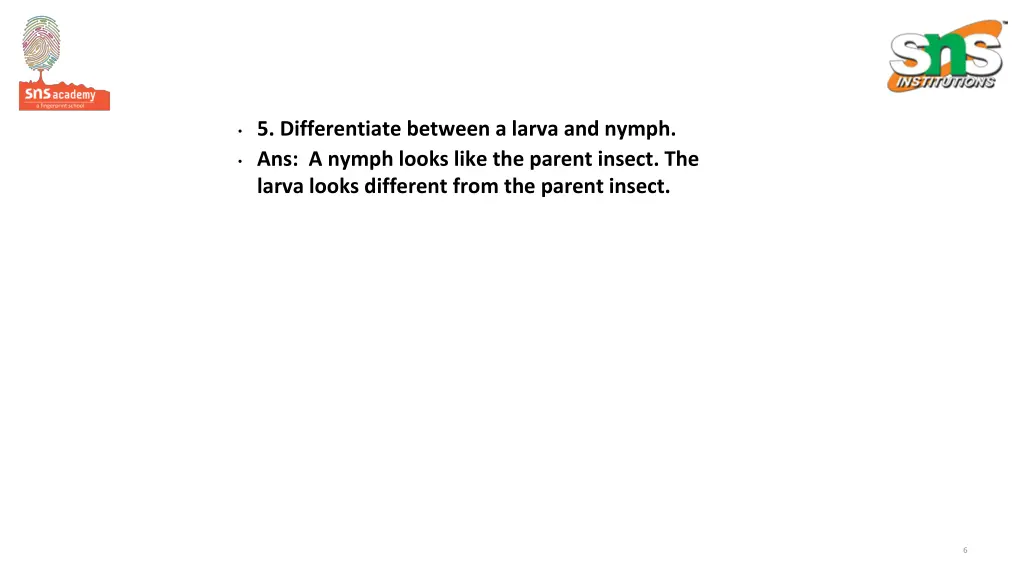 5 differentiate between a larva and nymph