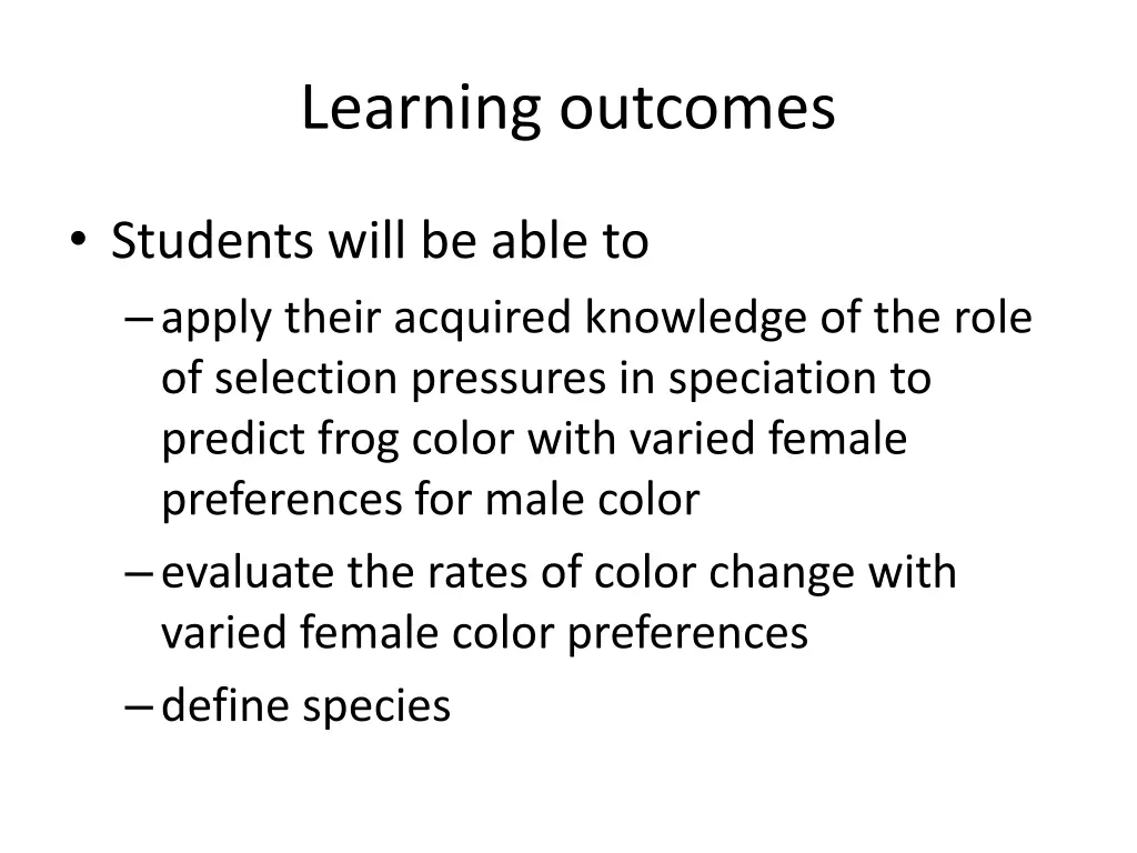 learning outcomes