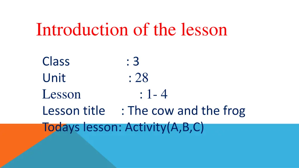 introduction of the lesson