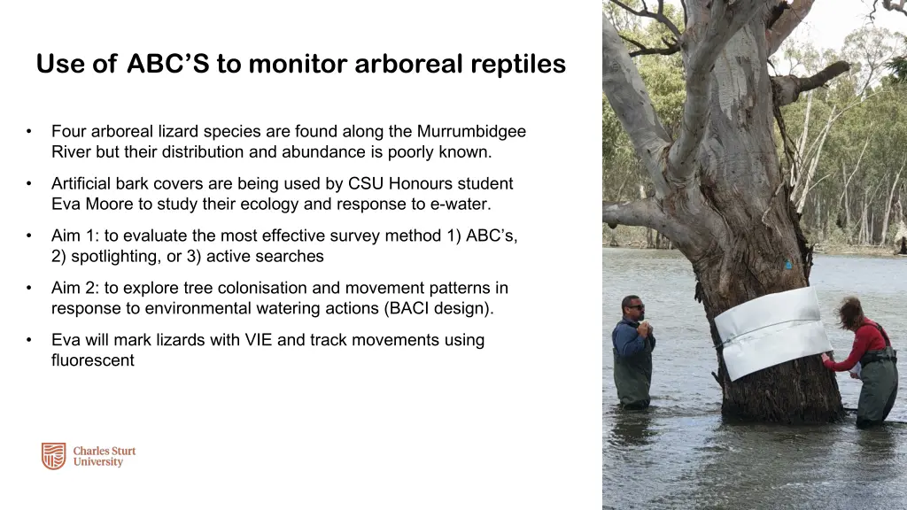 use of abc s to monitor arboreal reptiles