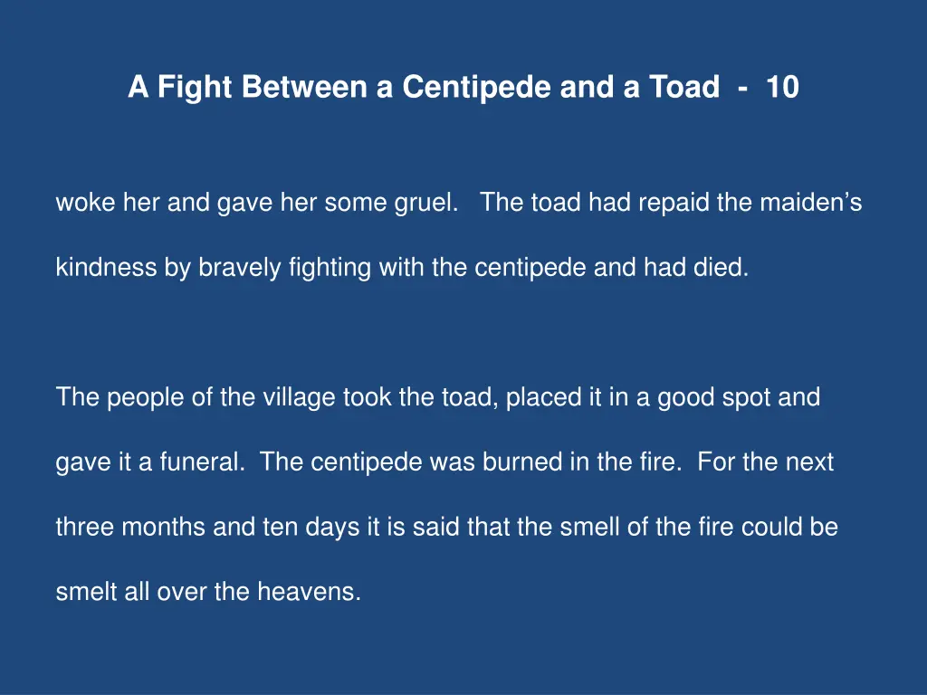 a fight between a centipede and a toad 10