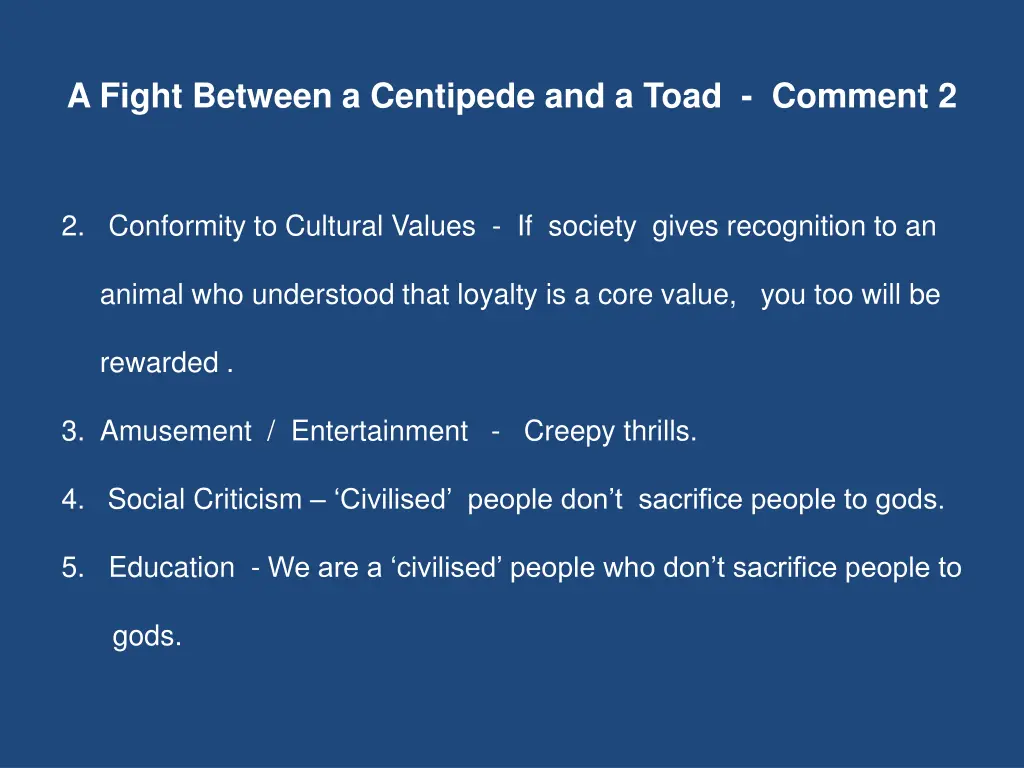 a fight between a centipede and a toad comment 2