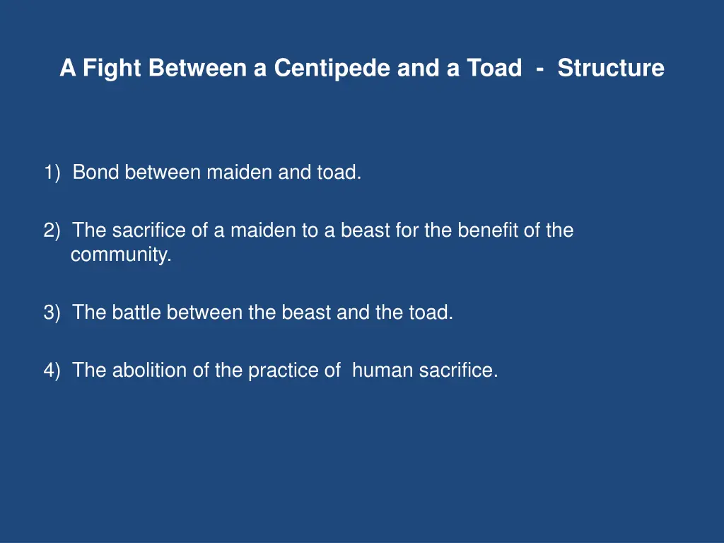 a fight between a centipede and a toad structure