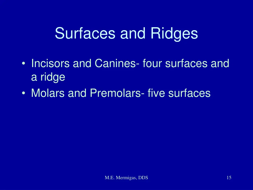 surfaces and ridges