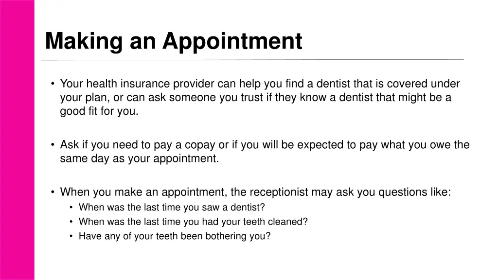 making an appointment