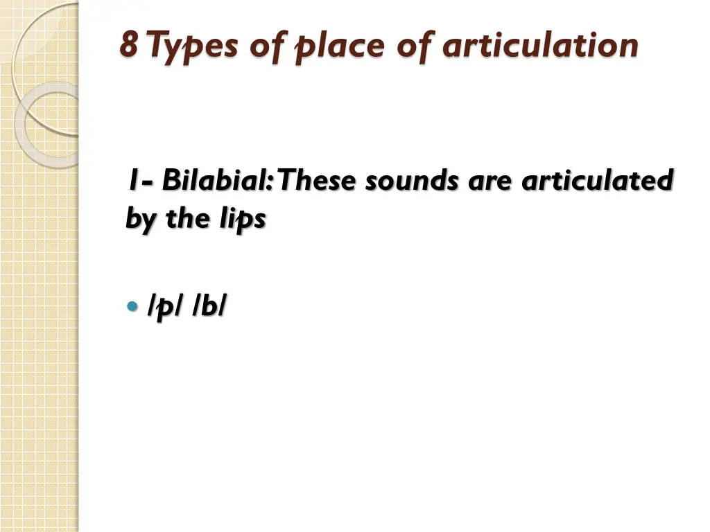 8 types of place of articulation