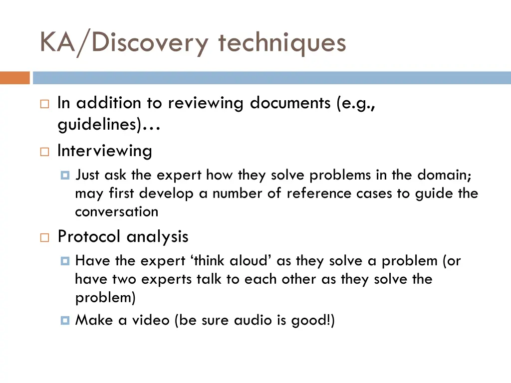 ka discovery techniques