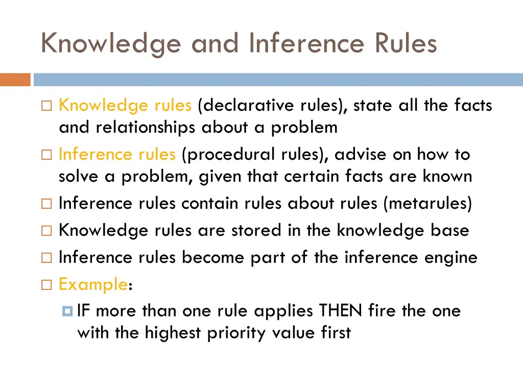 knowledge and inference rules