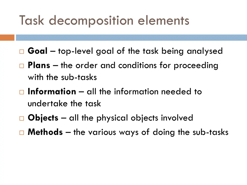 task decomposition elements