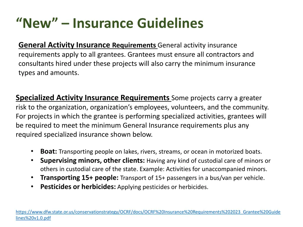 new insurance guidelines