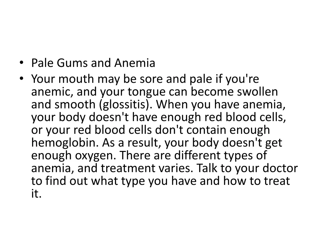 pale gums and anemia your mouth may be sore