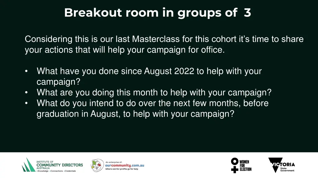 breakout room in groups of 3