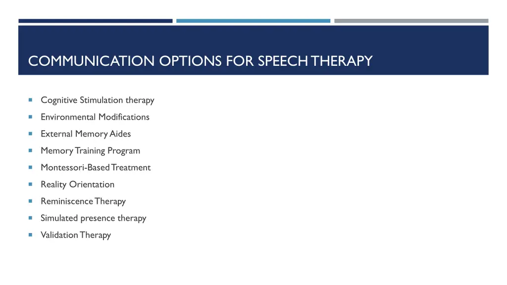 communication options for speech therapy