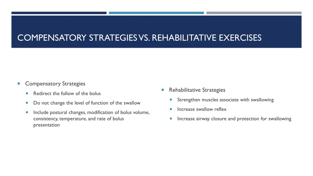 compensatory strategies vs rehabilitative