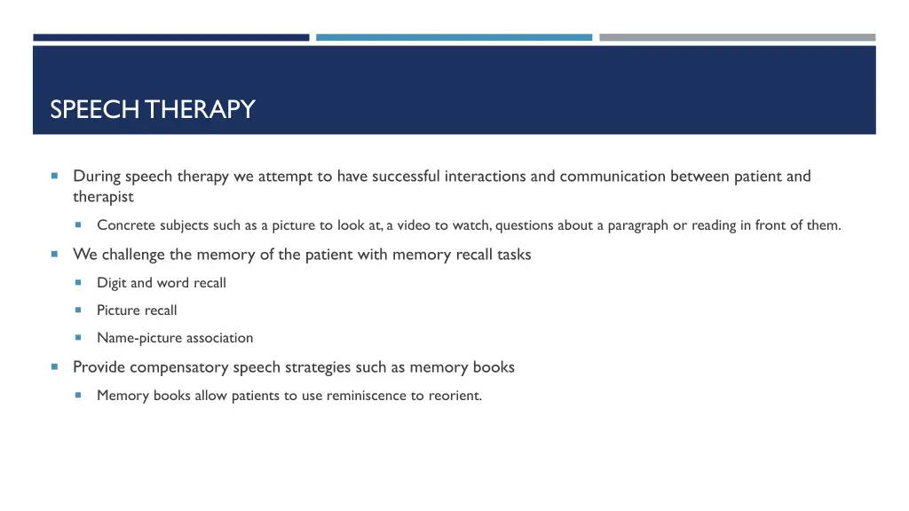 speech therapy