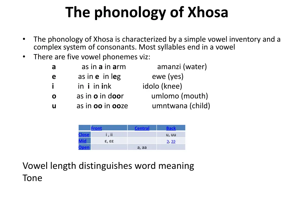 the phonology of xhosa