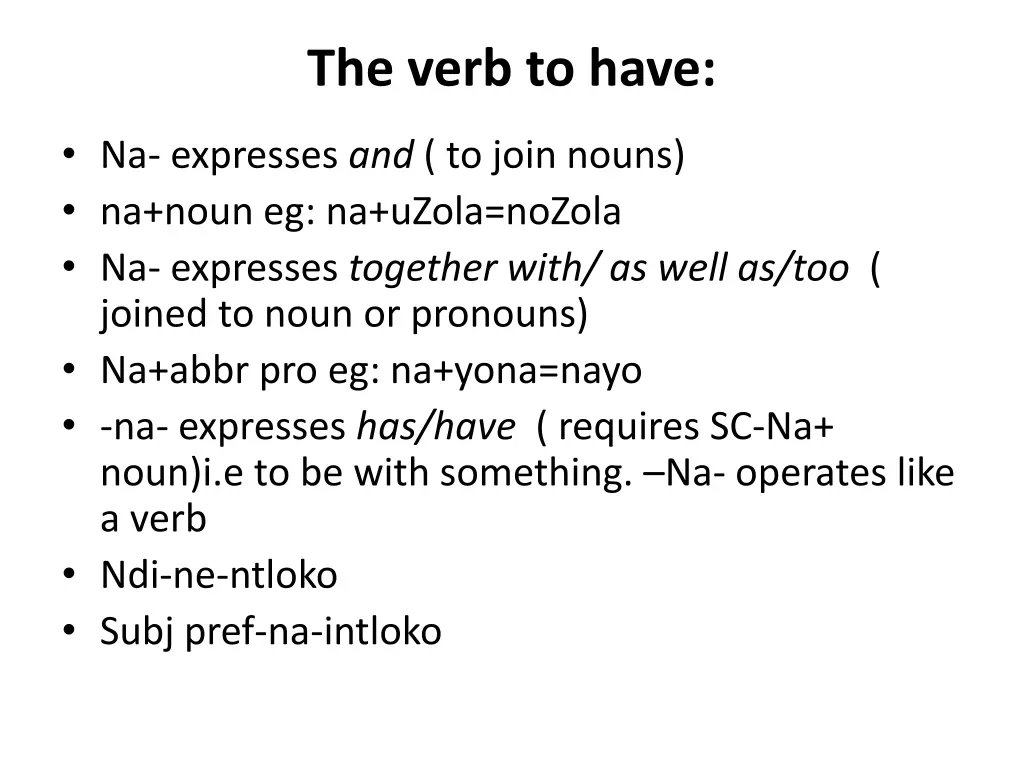 the verb to have