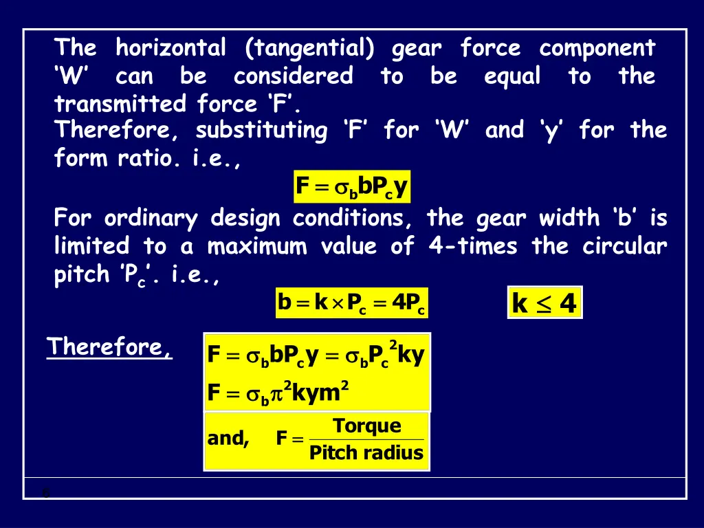 the horizontal tangential gear force component